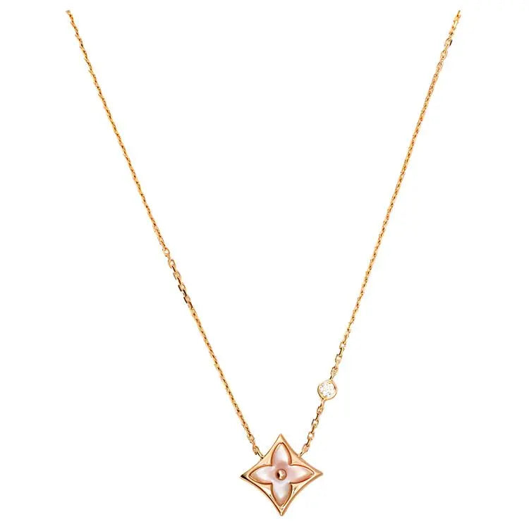 LOUIS VUITTON jewelry collection LV Color Blossom BB Floral Pendant 18K gold/diamond necklace for women