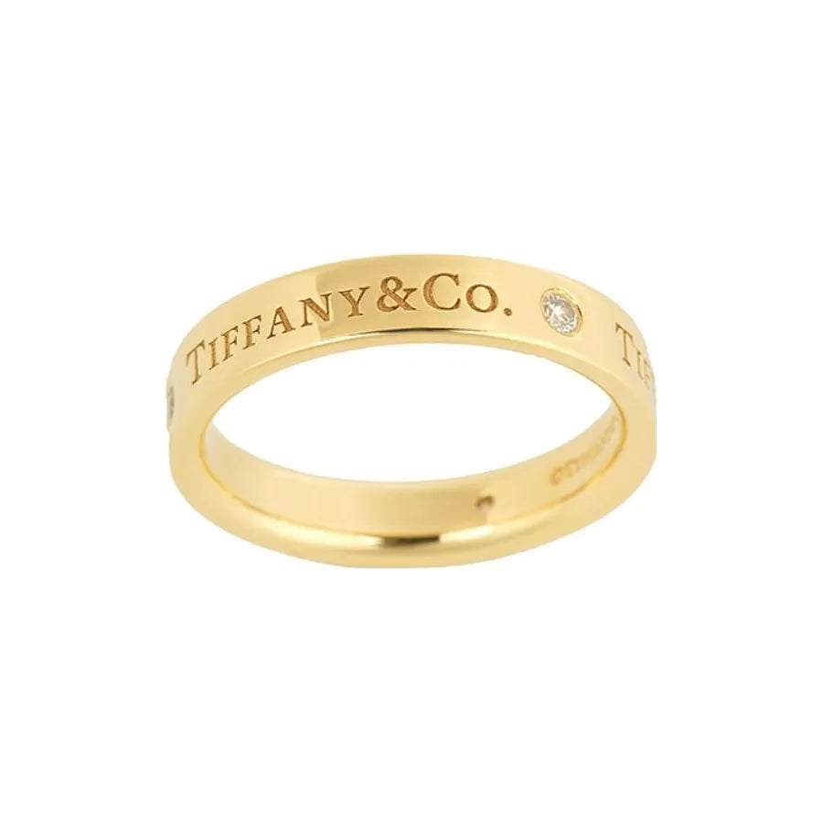 TIFFANY & CO. Tiffany & Co.® Series ® Series Letter engraving 18k gold gold ring 18k gold ring for men and women couples