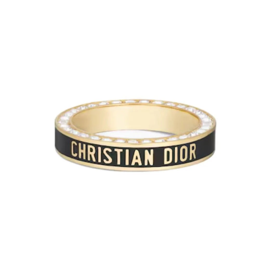 DIOR Dior brand Logo crystal ring male and female couples black